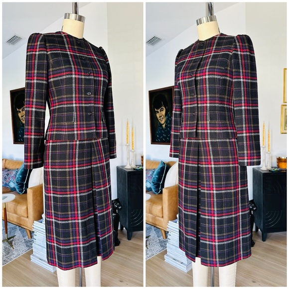 Vintage 70’s/80’s Plaid Wool Skirt Suit Set - Picture 3 of 15